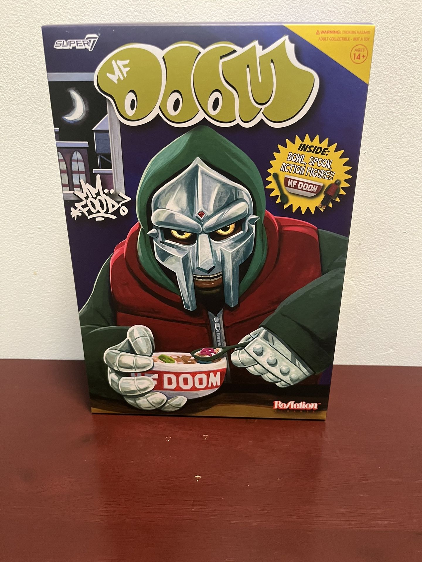 MF DOOM ReAction 3.75" Action Figure & Cereal Bowl with Spoon Set Super7 Sealed