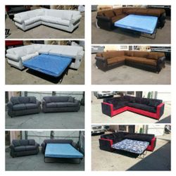 Brand NEW 7X9FT Sectional  With SLEEPER COUCHES, BLACK RED,brown Combo,charcoal, And White LEATHER.  Sofa BED SLEEPER  COUCH , Sofa 