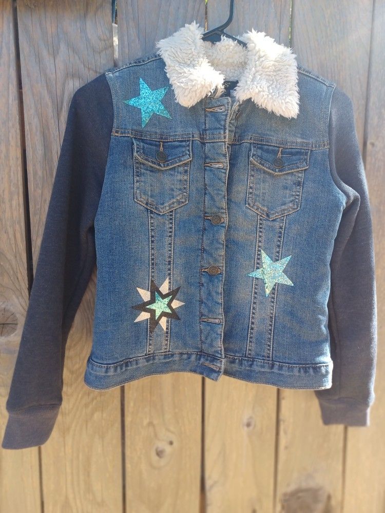 Vigoss Girl's Star Sparkles Sherpa Lined Jacket