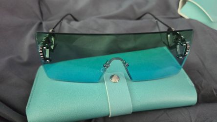 Blue clear square sunglasses