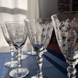 Fostoria Chintz Wine Goblets