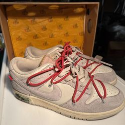 Size 11 - Nike Off-White x Dunk Low sail/neutral grey chile red voile/rouge
