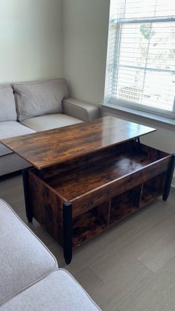 Lift Top Coffee Table with Storage. Rustic Wood Finish