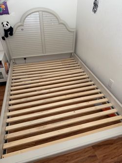 Gray Full Bed Frame with Headboard – Great for Girls' Room
