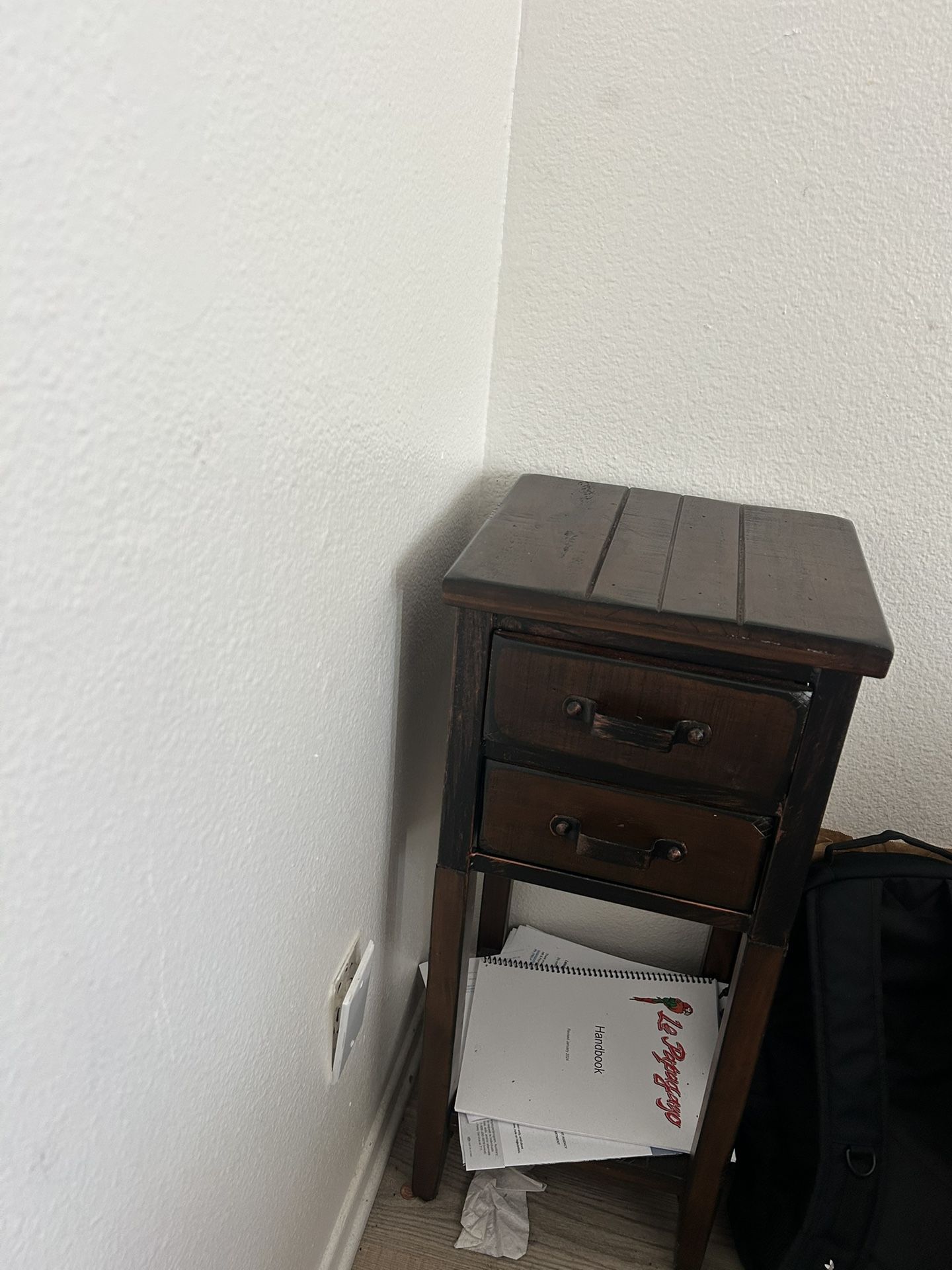 Small Wooden Side Table - 2 Drawers