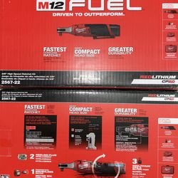 Milwaukee M12 Fuel 3/8” High Speed Ratchet Kit. Model #2567-22