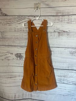Old Navy Rust Orange Button-Front Pinafore corduroy Dress size 8
