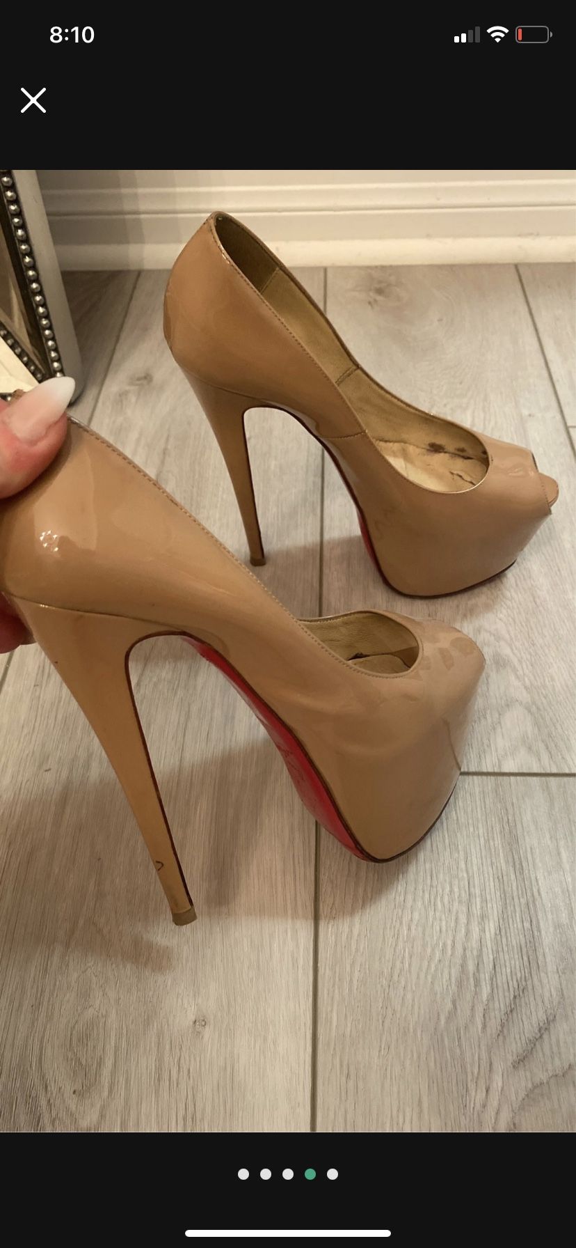 Christian Louboutin Highness Nude patent leather pump shoe size