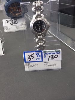 Fendi Silver-Tone Watch with Black Dial