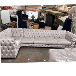 BRAND NEW 11x11ft And 6x15x6ft OR 13x13ft SECTIONAL SOFA COUCH SET,  Velvet Silver  CUSTOM MADE AVAILABLE 