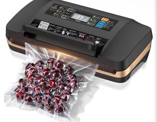 Vacuum Sealer Machine, Built-in Cutter, Bags Storage & Easy-Lock Handle, Includes Free Bags, Black