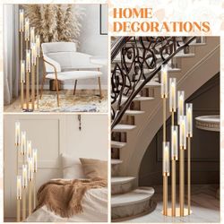 🔥 NEW IN BOX! 4-Set 9-Arm Gold Floor Candelabra (46.5" Tall) 🔥
