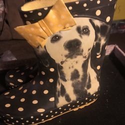 TU  29 /11C Girls  PUPPY In Yellow Bow. Rainboots