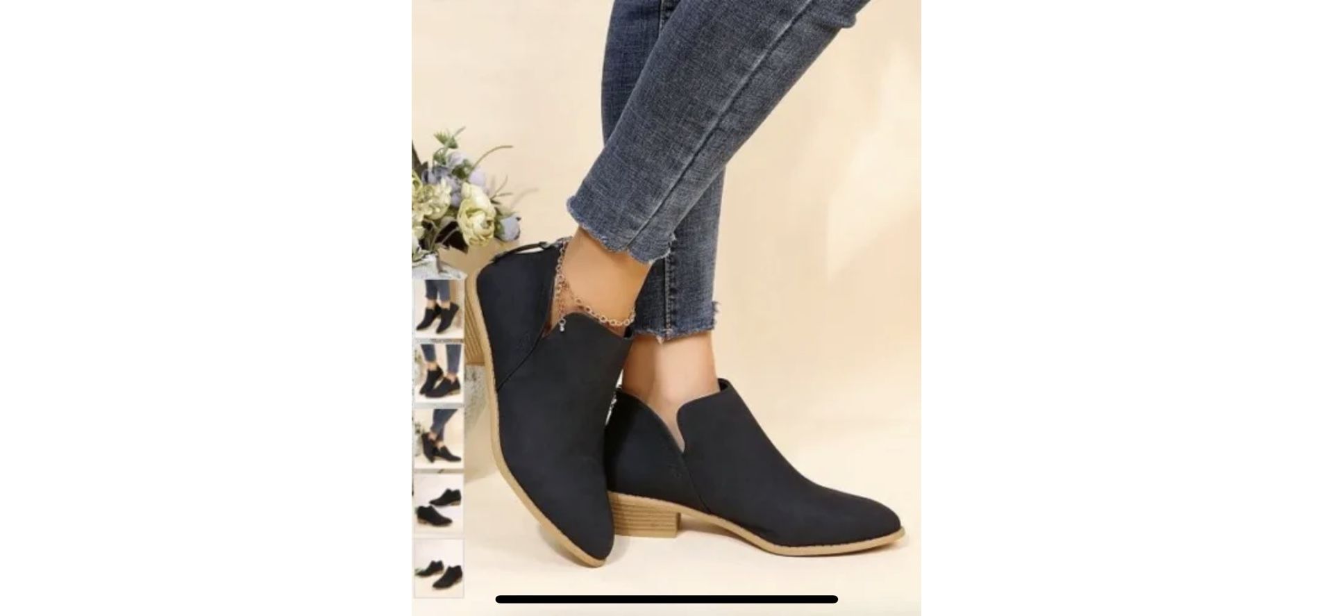 Chelsea Black Solid Zip-Up Chunky Bootie - Women ALL SIZES GONE EXPECT 7/8