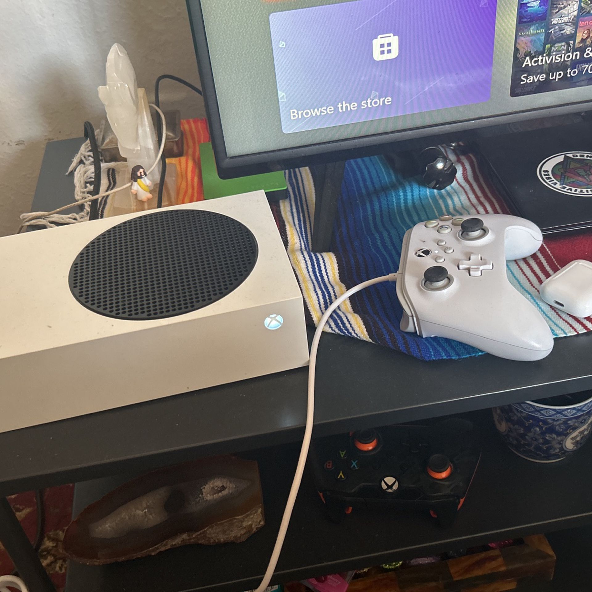 xbox series s with two controllers 
