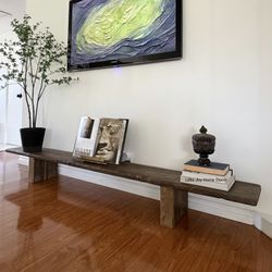 Handcrafted Wabi-Sabi Style Low Profile Chunky Leg Long Bench in Chocolate Color 