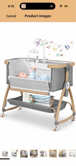 Baby Bassinet with Music Mobile and Storage