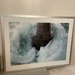 Beautiful Art Work, Ocean, Waves, Light House-Framed $40