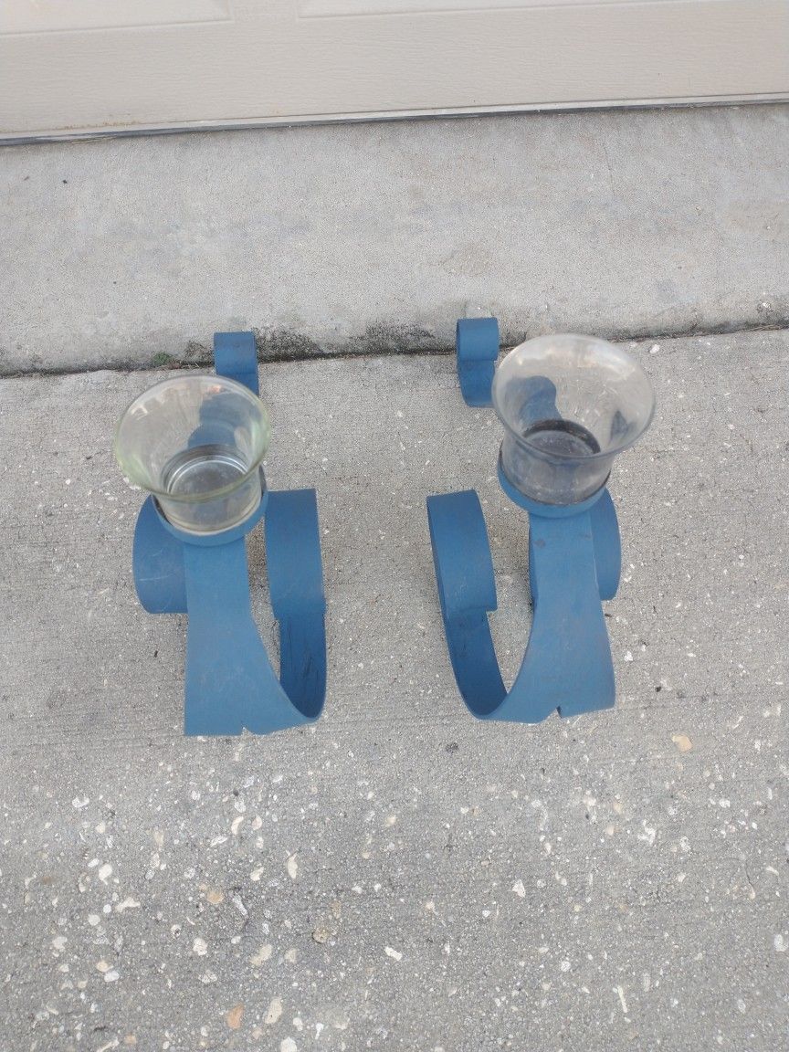 Metal Candle Holder's With Glass Cups 