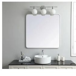 Elegant Lighting MR803636S Contemporary Square Framed Bathroom  Wall Mirror