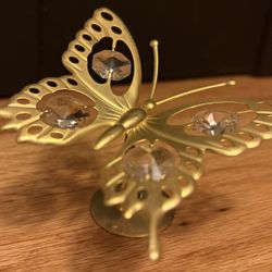 Matashi 24K Gold-Plated Crystal-Studded Standing Butterfly Figurine