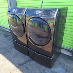 Washer And Dryer Samsung Black Stainless Steel 