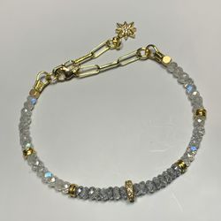 Rainbow Moonstone & Blue Topaz Bracelet