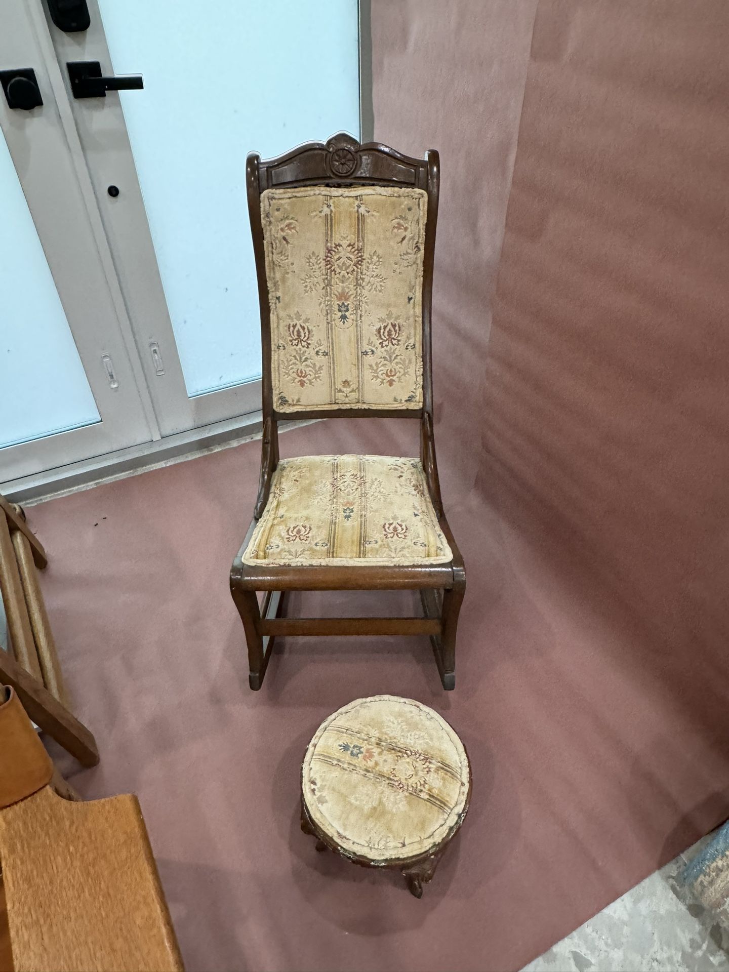 Antique chair and footstool set