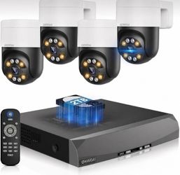 4K PoE Security Camera System, 8MP PTZ, Auto Tracking, 2-Way Audio, No WiFi