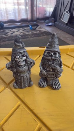 Halloween Skeleton Gnome Figurines Set of 2