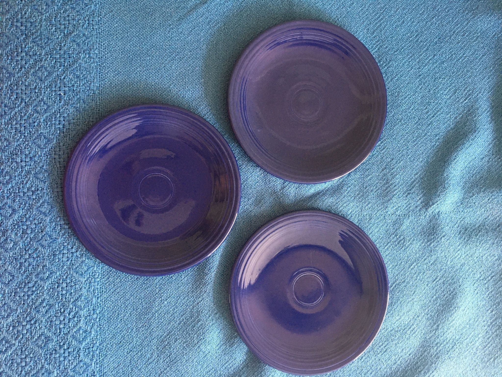 3 Vintage Blue Salad Or Desert Plates Plates