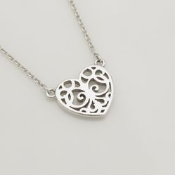 Tiffany & Co. Enchant Heart Pendant Necklace 16" Silver 925 w/Pouch, box and bag