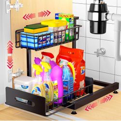 BRAND NEW 2 Tier Pull Out Cabinet Organizer with Height Adjustable