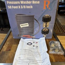 RIDGE WASHER Pressure Washer Hose 50 Feet X 3/8 Inch for Hot and Cold Water, with M22 14 mm to 3/8 Inch Quick Connect, 4000 PSI