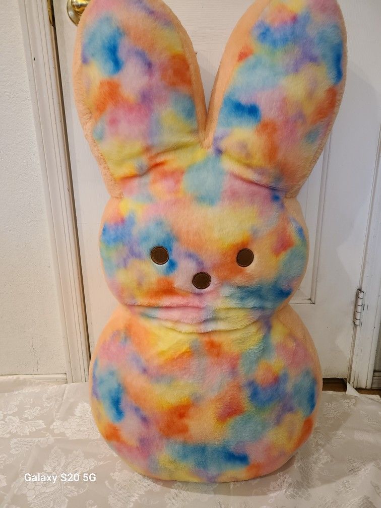 Jambo Peeps 36" Eester Bunny  Plush Rainbow Dye Stuffed Toy Pillow