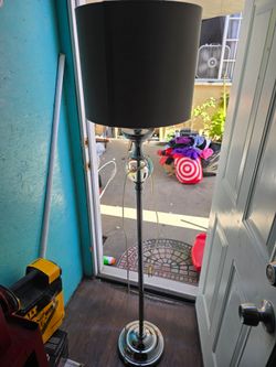 Floor Lamp with Black Drum Shade