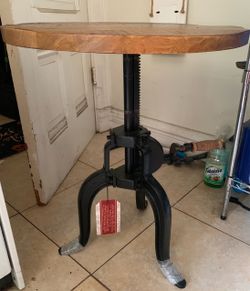 Industrial Adjustable Round Side Table