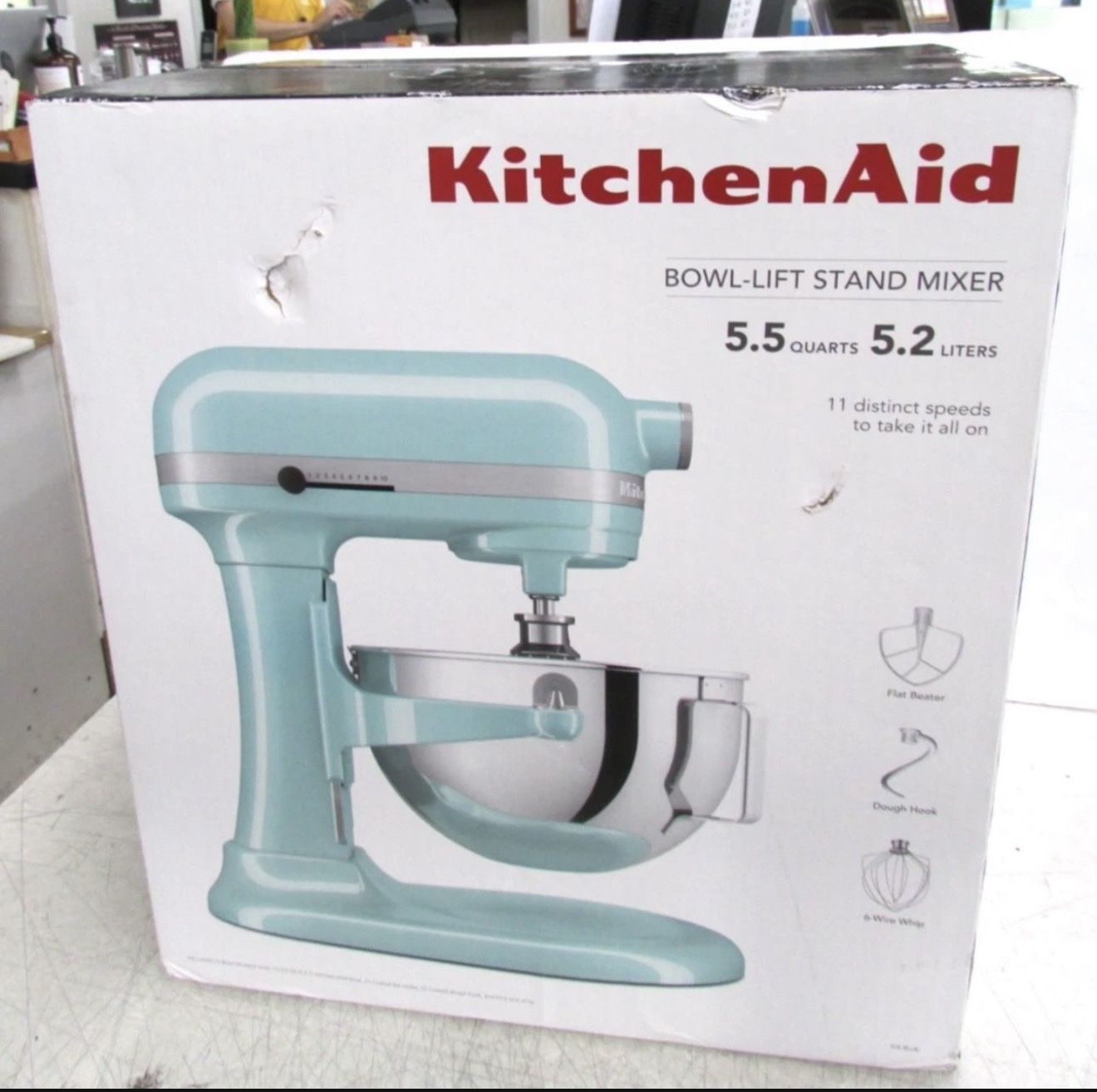 KitchenAid 5.5 Quart Bow -Lift Stand Mixer - KSM55 - Ice: 11 Speeds, 500W, Stainless Steel, Dishwasher-Safe Parts
