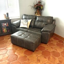 Leather Loveseat And Over Sized Leather Chair 