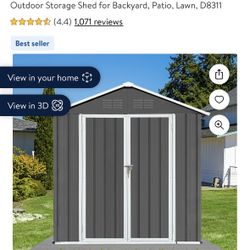 6' x 4' Outdoor Metal Storage Shed, Tools Storage Shed, Galvanized Steel Garden Shed with Lockable Doors,