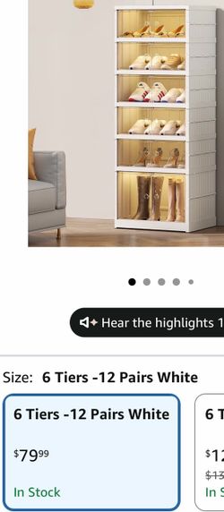 6-Tier Stackable Shoe Storage Cabinet White