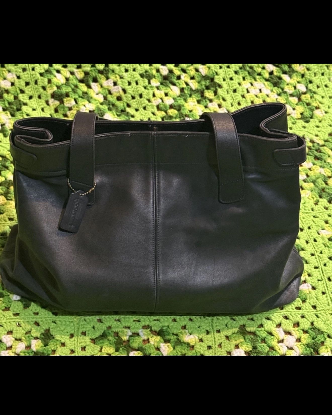 Coach Vintage Bag Purse Large Black Leather Shoulder Tote Laptop Weekend School