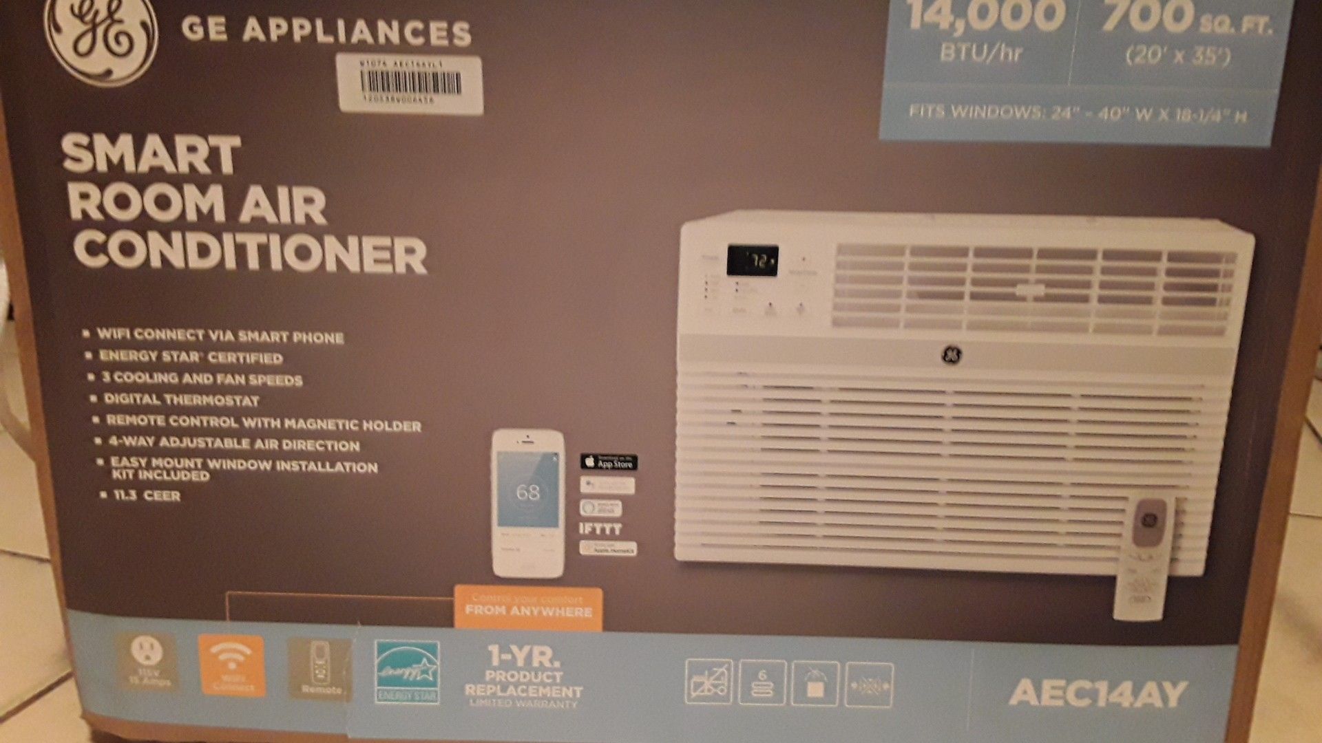 Smart room air conditioner GE 14000 BTU