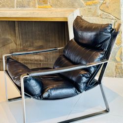 100% Premium Leather And Metal Armchair