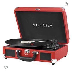 Victrola Vintage 3-Speed Bluetooth Portable Suitcase Record Player with Built-in Speakers | Upgraded Turntable Audio Sound| Includes Extra Stylus | Re