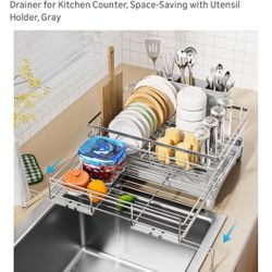 Dish Drying Rack, 304 Stainless Steel Expandable Dish Drainer for Kitchen Counter