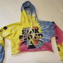 Pink Floyd Tie Dyed Cropped Hoodie Sweatshirt Size Small