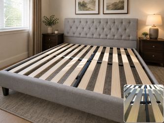 Costco ZINUS King Size Upholstered Platform Bed Frame – Like New – $199