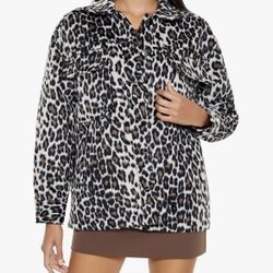 Forever 21 womens Faux Suede Leopard Print Jacket