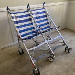 Maclaren Dual Double Side By Side Folding Umbrella Stroller Buggy